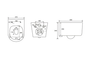 Унитаз компакт подвесной безободковый AQUATEK МИЯ 490*370*340мм, тонкое сиденье с механизмом плавного закрывания, крепеж AQ2004-00 - 2