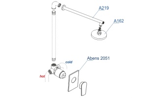 A20219 Встраиваемый комплект для душа с верхней душевой насадкой - 3