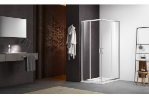 AQ ARI KV 08020CH Душевой уголок квадратный, двери раздвижные 800x800x2000 профиль хром, стекло прозрачное - 3