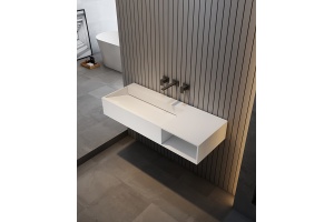 Тумба с раковиной Abber Stein 100 R подвесная белый матовый - 2