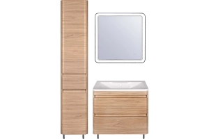 Шкаф-пенал Style Line Атлантика 35 L с бельевой корзиной светлое дерево  - 3