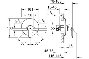 Смеситель Grohe BauEdge для душа 29078000 - 2
