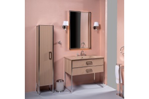 Зеркало Armadi Art Monaco 70х110 с подсветкой бежевый - хром - 2