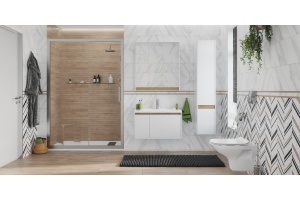 Душевая дверь в нишу STWORKI Стокгольм DE019D2140200 140 см профиль хром матовый, раздвижная, прозрачное стекло - 3