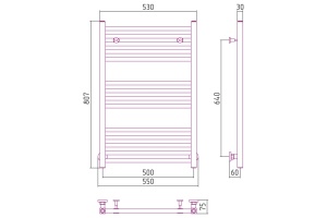 Полотенцесушитель водяной ДР МОДУС 800х500 (Без покрытия) - 3
