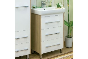 Тумба с раковиной Sanflor Ларго 60 вяз швейцарский, белая