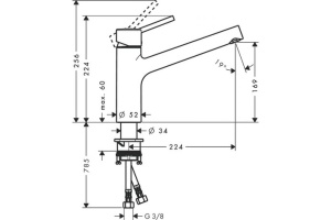 Кухонный смеситель Hansgrohe Talis M52 однорычажный, 170, Eco, 1jet, хром 32857000 - 2