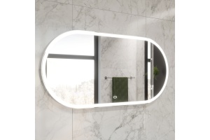 Зеркало STWORKI Мальмё 100 с подсветкой, сенсор на зеркале, овальное, настенное, большое
