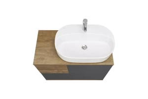 Тумба с раковиной Одри 62 Aquaton Терра 85 светлое дерево-серый - 2