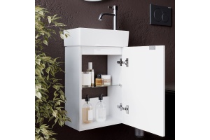 Тумба под раковину подвесная правая Sancos Mini 37 белая глянцевая - 3