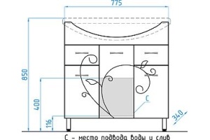 Тумба под раковину Style Line Эко Фьюжн 77.5 см (ЛС-00000076) - 2