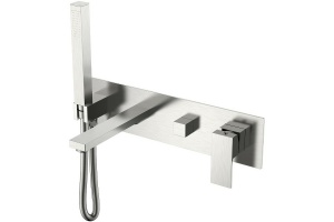 Смеситель для ванны с душем Boheme Qubic сталь глянцевая