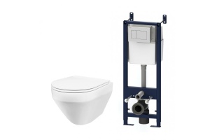 IS301.701700 Комплект инсталляция с клав белый с подвесным унитазом Spirit FlashClean с сид м/лифт