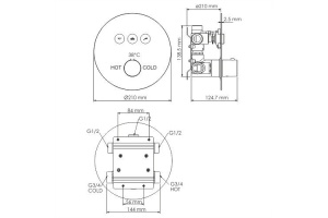 Dinkel 5844 Thermo Смеситель для ванны и душа - 3