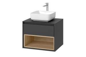 Тумба под накладную раковину Excellent Tuto 60 серый - светлое дерево  - 2