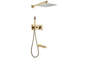 Душевая система ABBER Daheim скрытого монтажа с изливом, золото матовое (AF8217G)