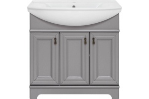 Тумба под раковину напольная Misty Лувр 85 серая глянцевая