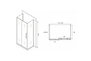 Душевой уголок Abber Schwarzer Diamant 130х85 хром стекло матовое - 2