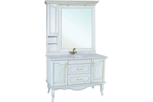 Зеркало-шкаф Bellezza Рим 110 L белое патина золото - 2