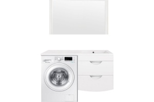 Тумба подвесная Жасмин 2 60 (2 ящ.), Космос/Даллас 120, Люкс белая, PLUS - 3