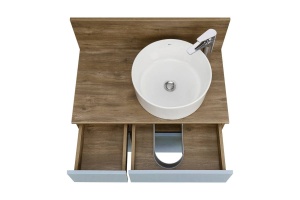 Тумба с раковиной Mila 35 и столешницей Aquaton Мишель 80 светлое дерево-голубой - 3