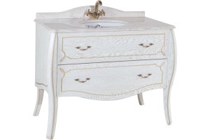 Тумба для комплекта Bellezza Грация Люкс 100 белая патина золото 2 ящика