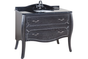Тумба с раковиной Bellezza Грация Люкс 100 черная патина серебро 2 ящика - 2