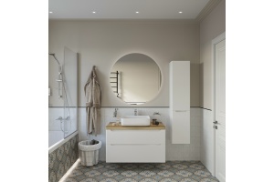 Тумба с раковиной STWORKI Берген 100 белая со светлой столешницей, Soul 1 - 2