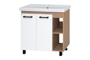 Тумба под раковину Misty Крафт 80 белая - светлое дерево