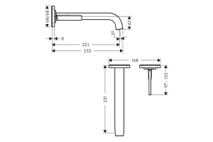 AXOR(Citterio E) Смеситель для умывальника, настенный монтаж, шлиф. медь - 2