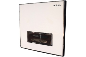 Кнопка смыва для инсталляций beWash Vago белое стекло хром