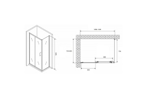 Душевой уголок Abber Schwarzer Diamant 130х80 хром стекло прозрачное - 2