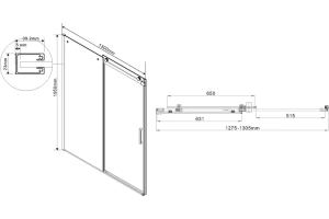 Душевая дверь Vincea Como 130 черная стекло прозрачное - 2