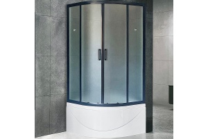 Душевой уголок Royal Bath ВК 100х100 с поддоном профиль черный стекло матовое