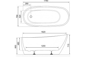 Акриловая ванна Excellent Comfort 175х74 белая с черным - 3
