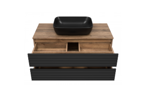 Тумба под раковину Brevita Dakota 100 дуб галифакс олово, черный кварц (DAK-09100-19/02-2Я) - 3