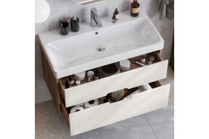 Комплект мебели Aquaton Оливия 90 светлое дерево-бежевый - 3