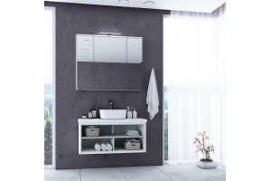 Тумба с раковиной открытая Aquaton Брук 100 белый-светлое дерево - 2