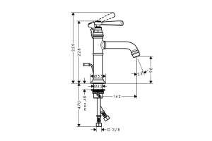 AX Montreux Смеситель для раковины 100 на 1 отв., излив 147мм, с донным клапаном, цвет: хром - 2