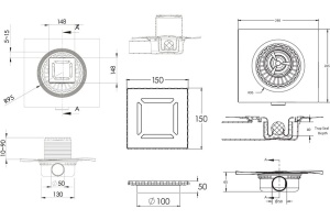 Душевой трап Berges Zentrum Antik 15х15 бронза - 2