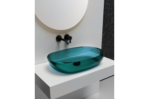 Раковина накладная прозрачная ABBER Kristall AT2805Aquamarin бирюзовая - 2