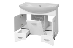 Тумба с раковиной напольная Misty Дрея 86 белая глянцевая - 3