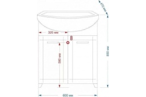 Тумба с раковиной Misty Уют 60 белая глянцевая - 3