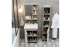 Тумба под раковину Onika Тимбер 50 белый матовый/дуб сонома (105034) - 3