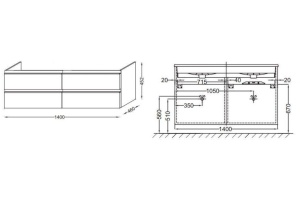 Тумба под раковину Jacob Delafon  140 см (EB2020-RA-N18) - 2