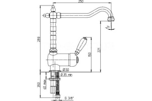 Смеситель для кухни Paini Cucina 64F3588ANTKM - 2