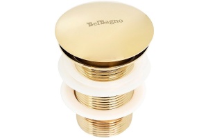 Донный клапан для раковины BelBagno без перелива золото