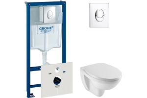 Комплект Система инсталляции для унитазов Grohe Rapid SL 38750001 4 в 1 с кнопкой смыва + Крышка-сиденье Jacob Delafon Patio E70021 с микролифтом