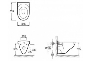 Чаша для подвесного унитаза Jacob Delafon Patio белый, без сиденья (E1755-00) - 2