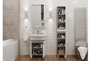 Тумба с раковиной Onika Харпер 50 белый/мешковина (105033) - 3